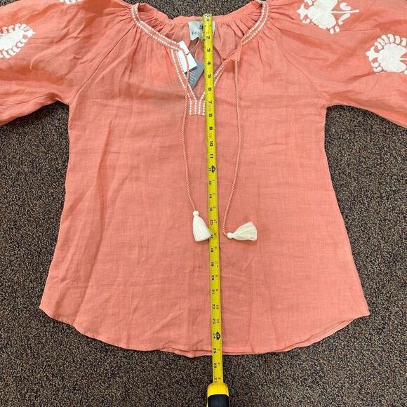 Benaras Peach Tassel Tie Women's Top - Picture 5 of 6